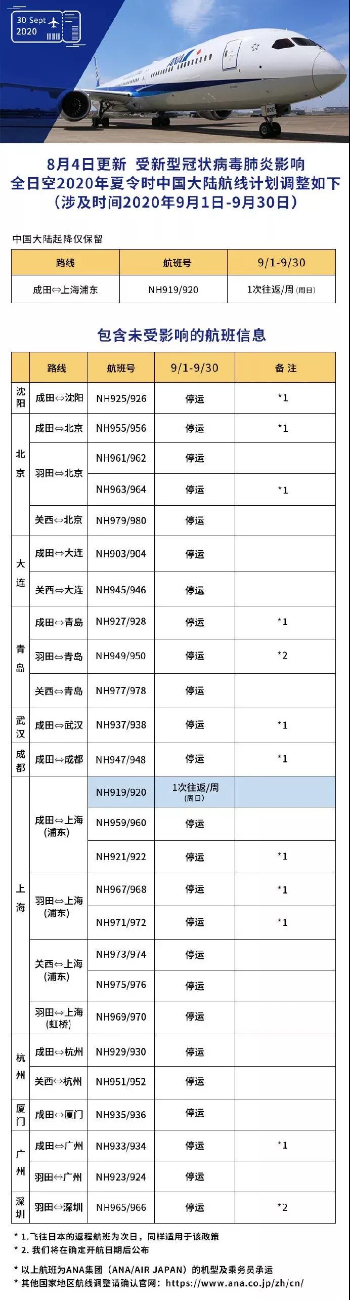 9月中国国际航空计划表